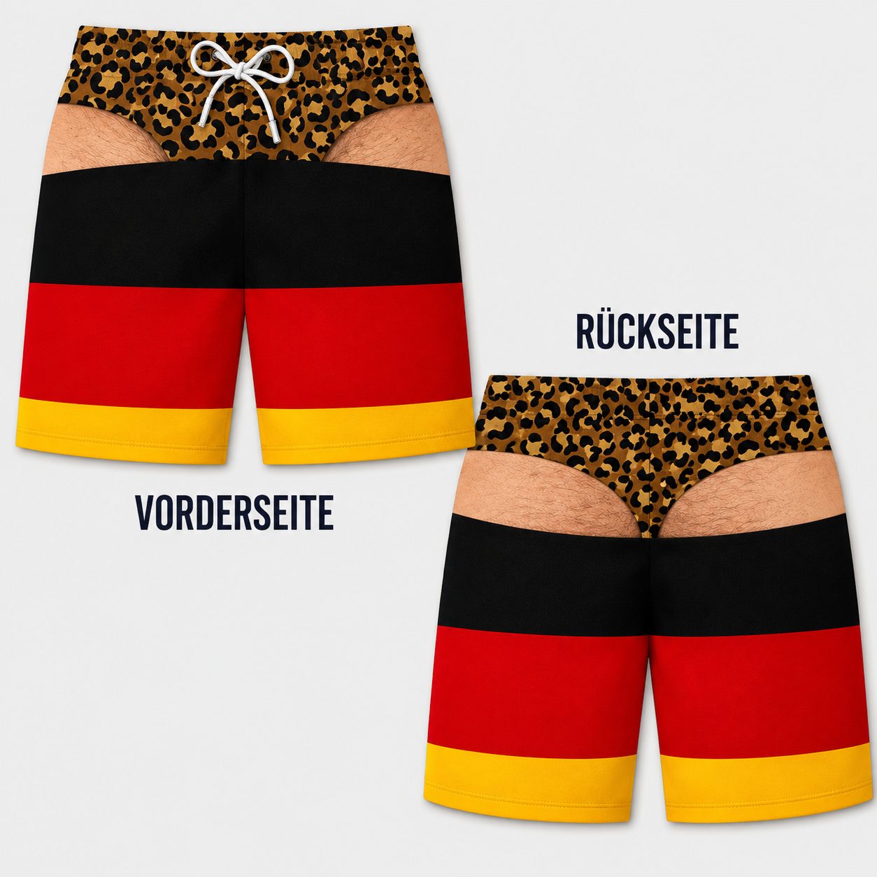 Lustige Herren-Badeshorts mit optischer Täuschung – Perfekt für Party & Urlaub