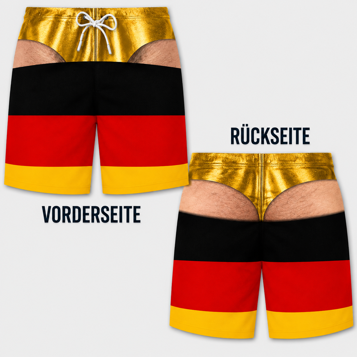 Lustige Herren-Badeshorts mit optischer Täuschung – Perfekt für Party & Urlaub