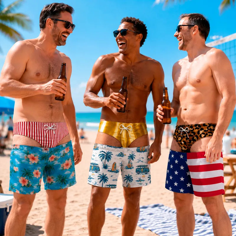 Lustige Herren-Badeshorts mit optischer Täuschung – Perfekt für Party & Urlaub