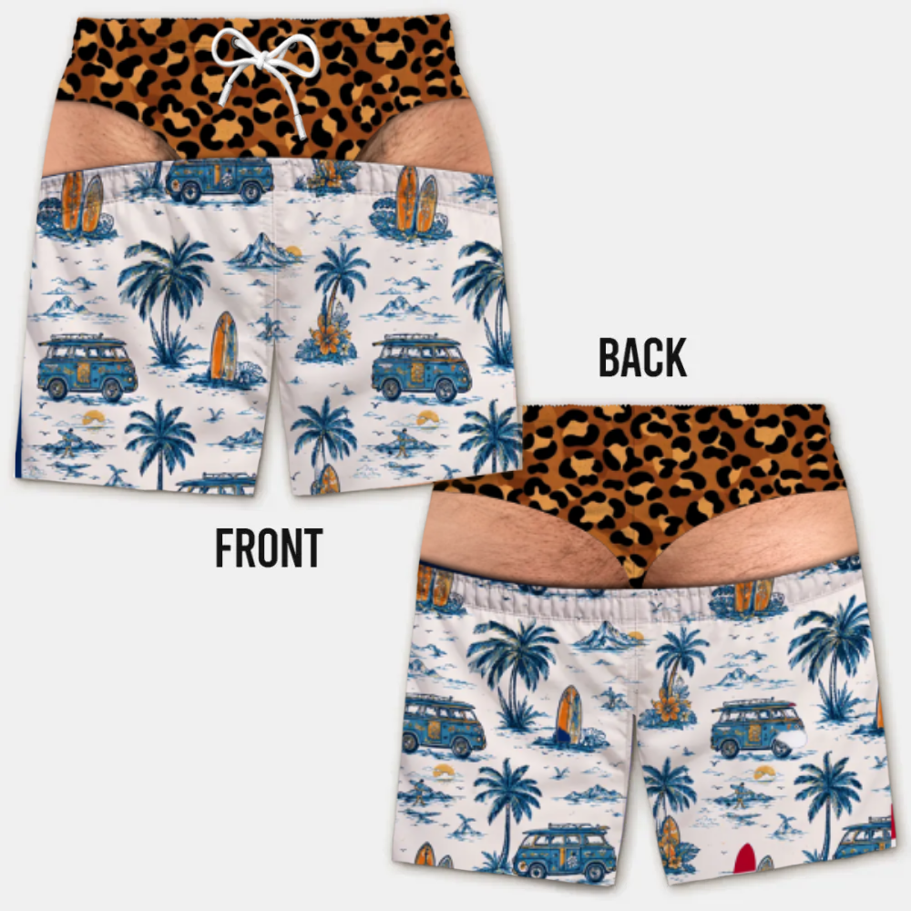 Lustige Herren-Badeshorts mit optischer Täuschung – Perfekt für Party & Urlaub