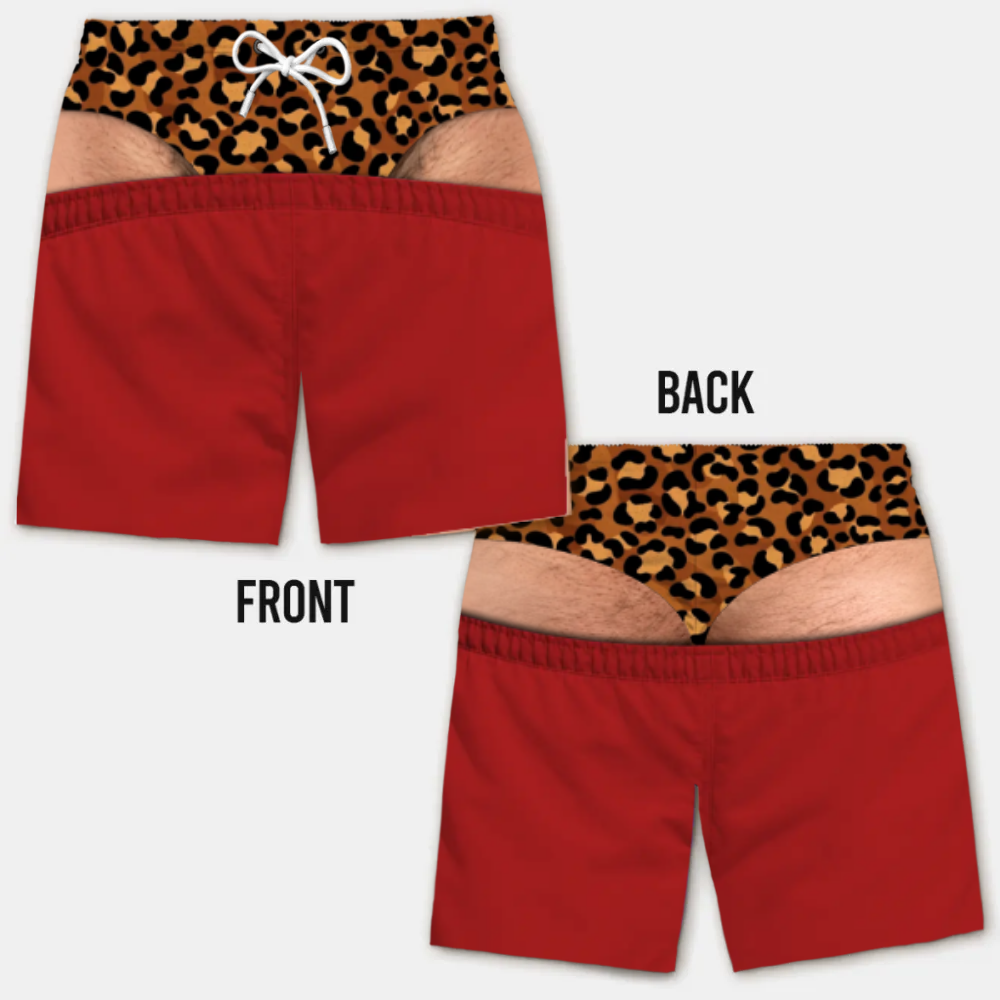 Lustige Herren-Badeshorts mit optischer Täuschung – Perfekt für Party & Urlaub