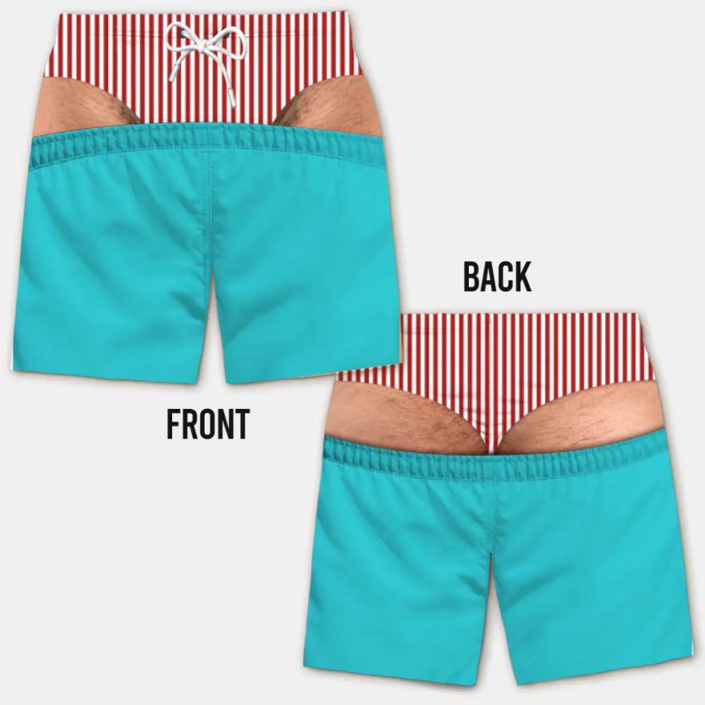 Lustige Herren-Badeshorts mit optischer Täuschung – Perfekt für Party & Urlaub