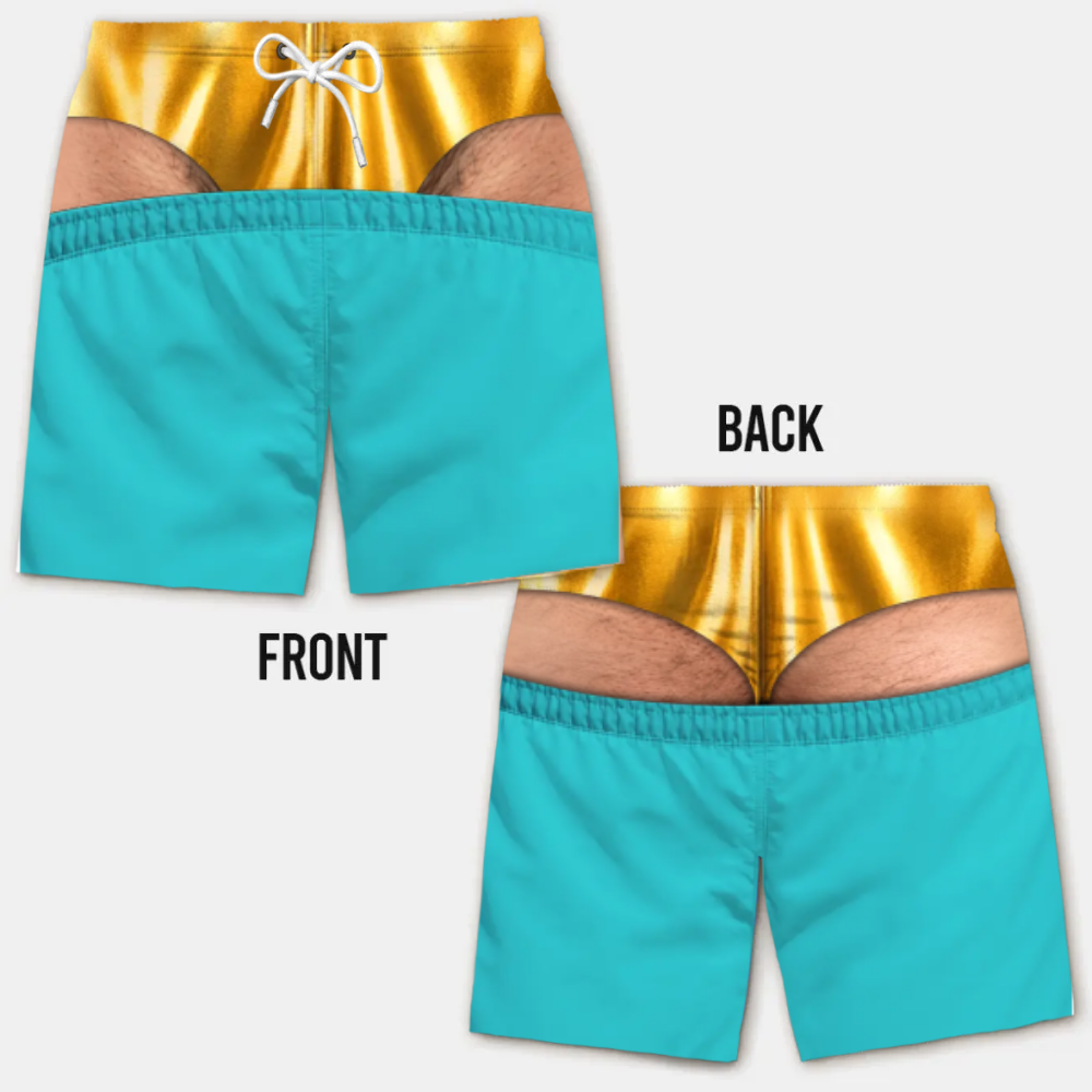 Lustige Herren-Badeshorts mit optischer Täuschung – Perfekt für Party & Urlaub